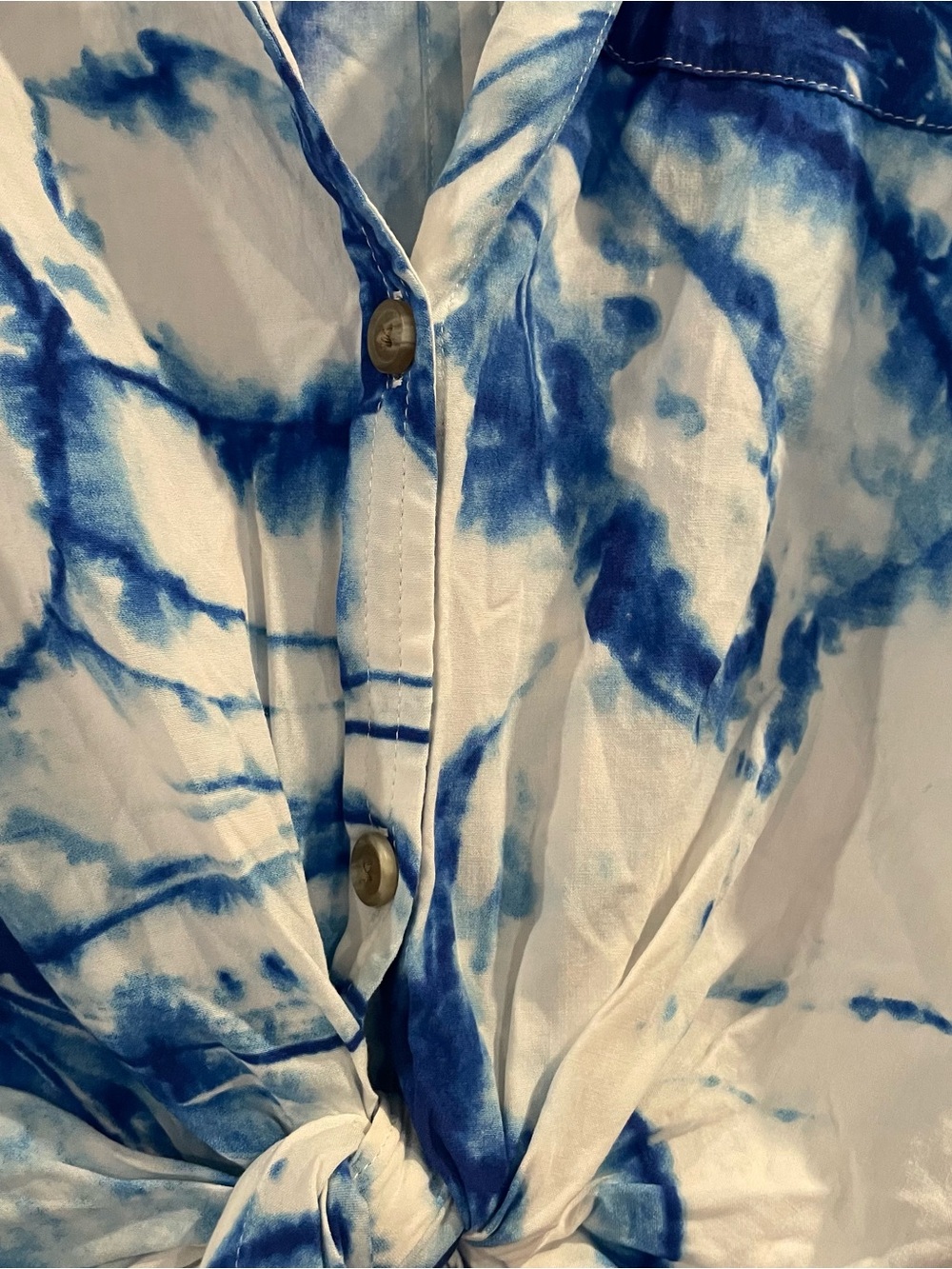 Calia By Carrie Underwood Blue Tie Dye Button up Blouse - Picture 6 of 6